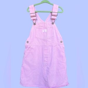 VINTAGE OSH KOSH B GOSH PINK AND WHITE STRIPED GIRLS OVERALL DRESS SIZE 6X